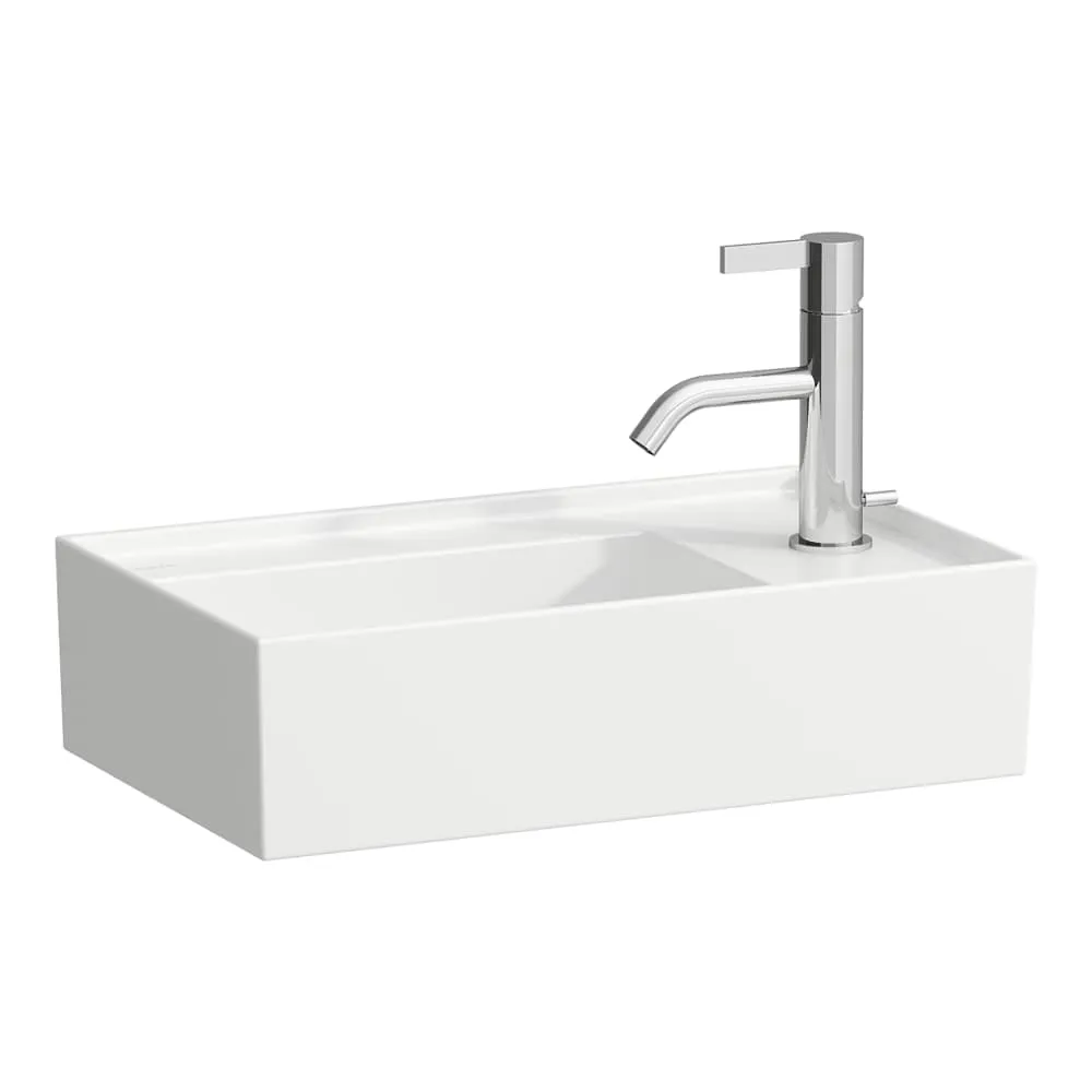 LAUFEN Kartell LAUFEN Umyvátko, asymetrické, se skrytým opadem, s armaturní deskou vpravo 460 x 280 x 120 mm #H8153347591111 - 000 - Bílá