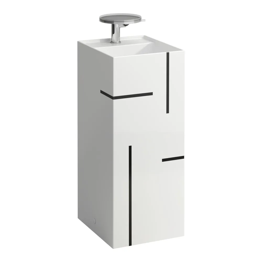 LAUFEN Kartell LAUFEN Volně stojící umyvadlo, se speciálním skrytým vývodem 375 x 435 x 900 mm #H811331D028151 - D02 - Linkovaný vzor, černá