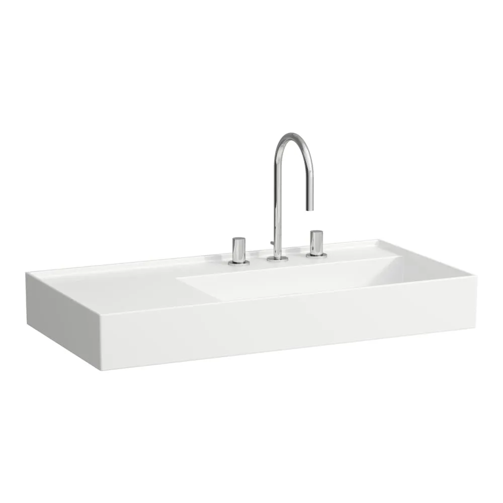 LAUFEN Kartell LAUFEN Umyvadlo se skrytým odpadem, odkládací plocha vlevo, broušená spodní část 900 x 460 x 120 mm #H8183397571121 - 000 - Bílá