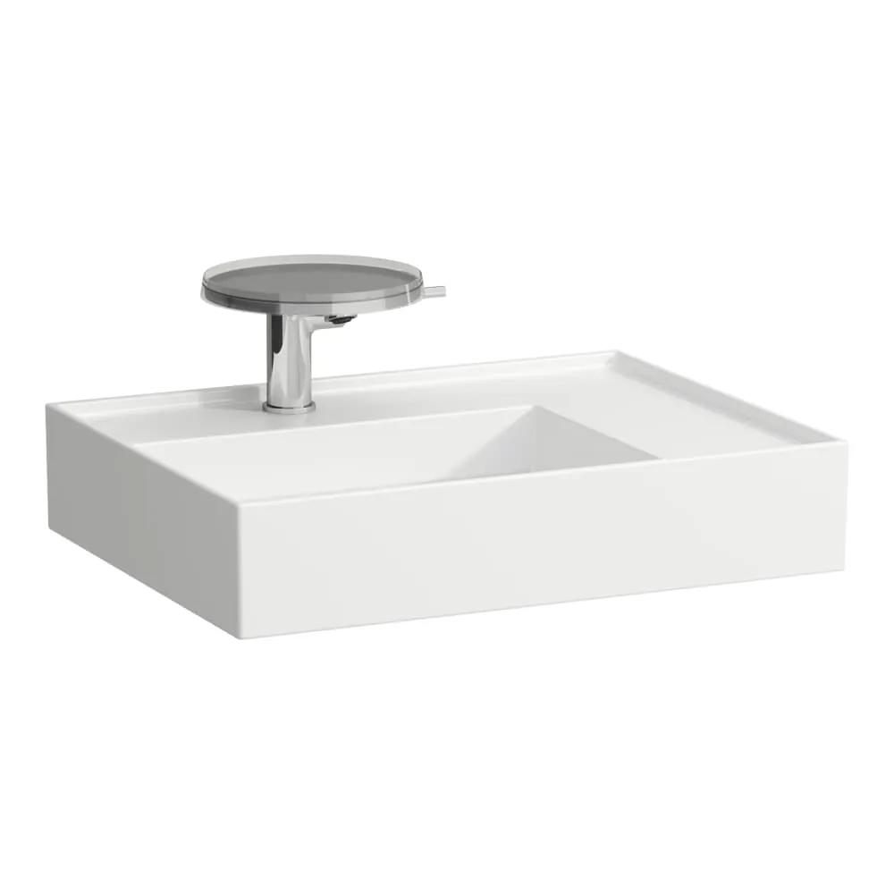 LAUFEN Kartell LAUFEN Umyvadlo, polička vpravo, se speciálním skrytým vývodem 600 x 460 x 120 mm #H810334A001111 - 000 - Bílá