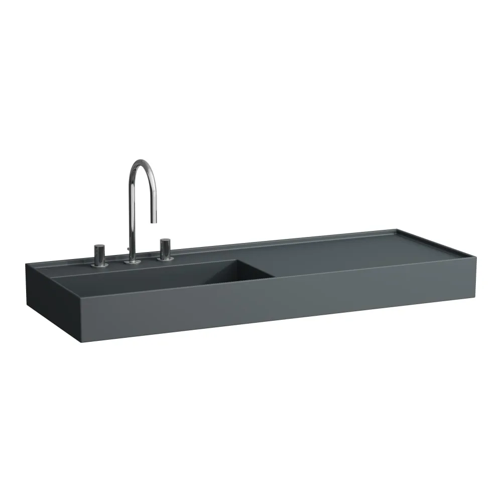 LAUFEN Kartell LAUFEN Umyvadlo do nábytku, s odkládací plochou vpravo, včetně odpadního ventilu (neuzavíratelný) H898301 1200 x 460 x 120 mm #H8133327581581 - 758 - Grafit mat