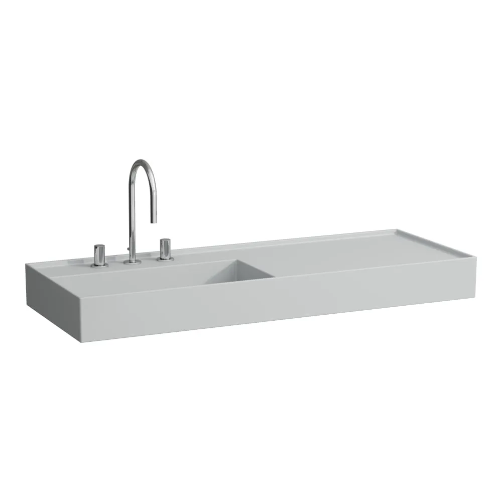 LAUFEN Kartell LAUFEN Umyvadlo do nábytku, s odkládací plochou vpravo, včetně odpadního ventilu (neuzavíratelný) H898301 1200 x 460 x 120 mm #H8133327591581 - 759 - Šedá mat