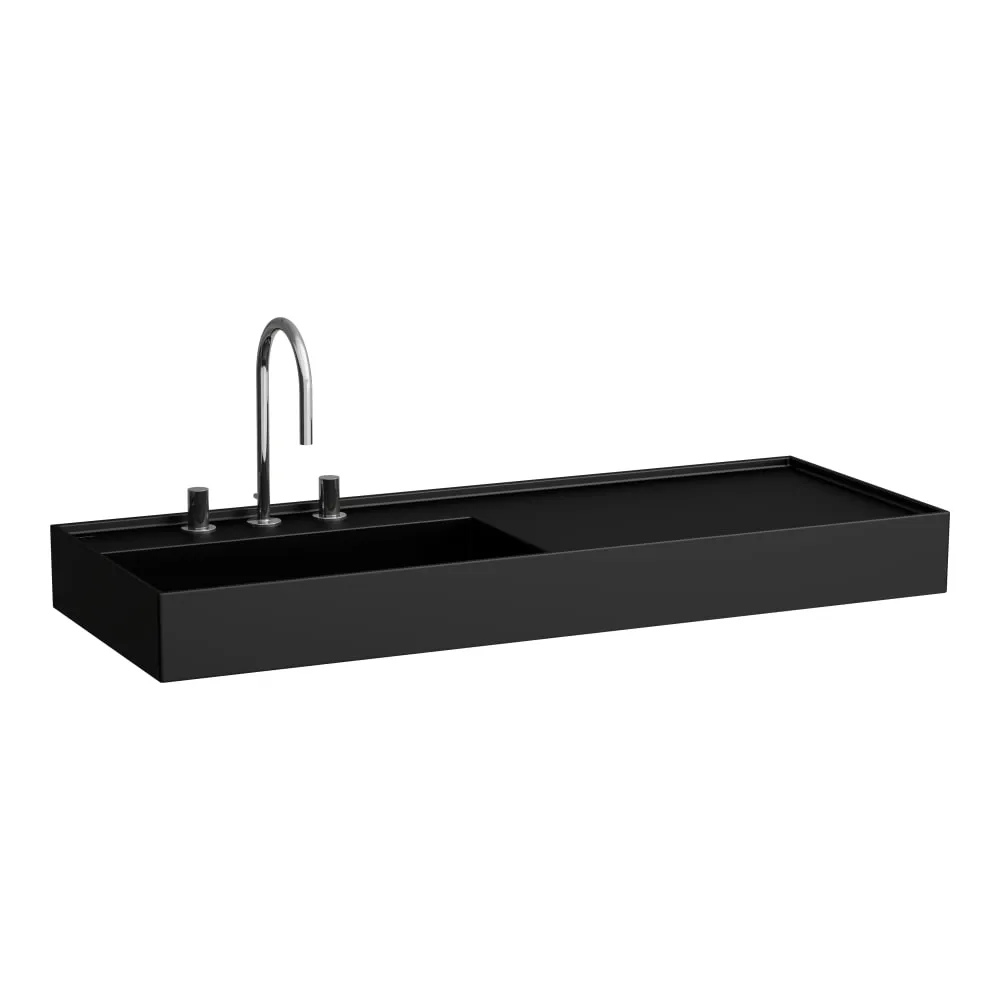 LAUFEN Kartell LAUFEN Umyvadlo do nábytku, s odkládací plochou vpravo, včetně odpadního ventilu (neuzavíratelný) H898301 1200 x 460 x 120 mm #H8133327161581 - 716 - Černá mat