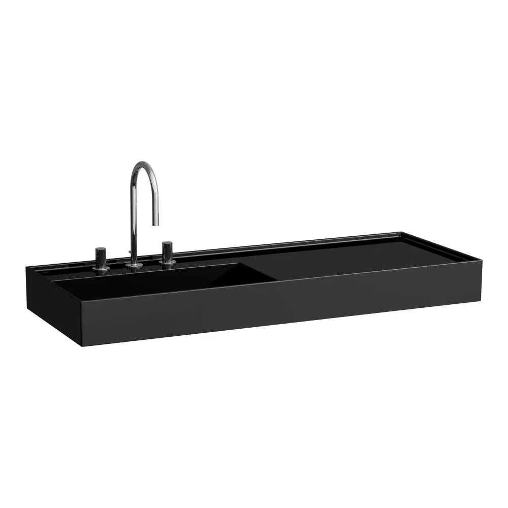 LAUFEN Kartell LAUFEN Umyvadlo do nábytku, s odkládací plochou vpravo, včetně odpadního ventilu (neuzavíratelný) H898301 1200 x 460 x 120 mm #H8133320201581 - 020 - Černá lesklá