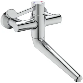 IDEAL STANDARD CERAPLUS SAFE SQ - Nástěnná umyvadlová baterie 400x375x251 mm, svislá vzdálenost od středu výpusti 250 mm, chrom, 8 l/min (3 bar), bez výsuvného odpadu - Sekvenční kartuše, Termostatická funkce, Úspora vody a energie, Tepelná dezinfekce, Povrch SmartShine #A6701AA - Chrom