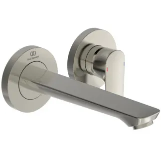 IDEAL STANDARD CONNECT AIR - nástěnná umyvadlová baterie 193x201x105,5 mm, svislá vzdálenost od středu výtoku 185 mm, stříbrná bouře, nutná sada 1 (A5948), 5 l/min (3 bar), bez výsuvného odpadu - omezovač průtoku, FirmaFlow, PVD technologie #A7029GN - nerezová ocel