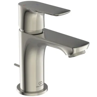IDEAL STANDARD CONNECT AIR - umyvadlová baterie 48x143x136 mm, svislá vzdálenost od středu výpusti 90 mm, stříbrná bouře, 5 l/min (3 bar), s výsuvným odpadem - EasyFix, perlátor, BlueStart, omezovač průtoku, PVD technologie #A7017GN - nerezová ocel