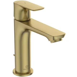 IDEAL STANDARD CONNECT AIR - umyvadlová baterie 48x178x170 mm, svislá vzdálenost od středu výpusti 125 mm, broušené zlato, 5 l/min (3 bar), s výsuvným odpadem - EasyFix, perlátor, BlueStart, omezovač průtoku, EPD, PVD technologie #A7013A2 - Brushed Gold