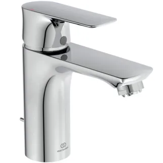 IDEAL STANDARD CONNECT AIR - umyvadlová baterie 48x166x156 mm, svislá vzdálenost od středu výpusti 112 mm, chrom, 6 l/min (3 bary), s výsuvným odpadem - EasyFix, perlátor, technologie Click, EPD, FirmaFlow, povrch SmartShine #A7022AA - chrom