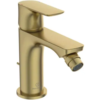 IDEAL STANDARD CONNECT AIR - Bidetová baterie 48x161x146 mm, svislá vzdálenost od středu výpusti 114 mm, broušené zlato, 5 l/min (3 bary), s výsuvným odpadem - EasyFix, perlátor, nastavitelná výpusť, omezovač průtoku, PVD technologie #A7030A2 - Brushed Gold