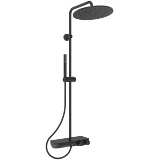 IDEAL STANDARD Ceratherm S200 - Sprchový systém AP 314x532x1134 mm v černé barvě, 12,0 l/min (3 bar) - Termostatická funkce, úspora vody a energie, bezpečnostní zámek #A7631XG - Silk Black