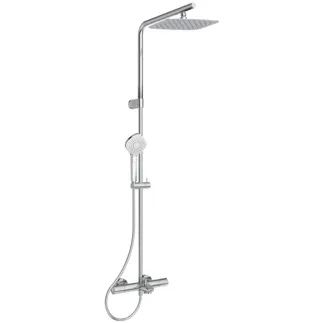 IDEAL STANDARD CERATHERM T100 - Sprchový systém AP 325x589,5x1150 mm, svislá vzdálenost od středové výpusti 161 mm, chrom, 20,0 l/min (3 bary) - Termostatická funkce, Úspora vody a energie, Horizontální a vertikální Flex, Bezpečnostní zámek #A7591AA - Chrom