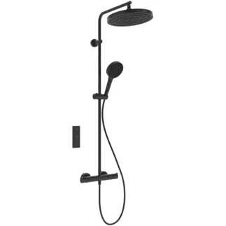 IDEAL STANDARD Ceratherm T125+ - Sprchový systém AP 304x586x1191 mm v černé barvě, 12,0 l/min (3 bary) - Termostatická funkce, Úspora vody a energie, CoolBody, Vertikální flex, Bezpečnostní zámek #A7689XG - Silk Black