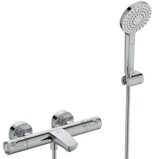 IDEAL STANDARD CERATHERM T50 - Vanová sprchová baterie 325x180x70 mm, svislá vzdálenost ke středové výpusti 161 mm, chrom, 22,0 l/min (3 bary) - perlátor, variabilní režimy proudu, termostatická funkce, úspora vody a energie, CoolBody, tlačítkový přepínač Navigo®, bezpečnostní zámek, povrch SmartShine #A7696AA - chrom