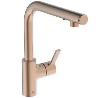 IDEAL STANDARD GUSTO - Kuchyňská baterie 114,5x271x334 mm, svislá vzdálenost od středu výpusti 232 mm, kartáčovaná měď, 6,7 l/min (3 bar) - FirmaFlow, PVD technologie #A7817J4 - Sunset Rose