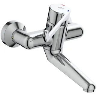IDEAL STANDARD CERAPLUS - Nástěnná umyvadlová baterie, svislá vzdálenost od středu výtoku 150 mm, chrom, 20 l/min (3 bary), bez výsuvného odpadu - Sekvenční kartuše, EPD, FirmaFlow, povrch SmartShine #B8222AA - Chrome