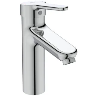 IDEAL STANDARD CERAPLUS - umyvadlová baterie 48x159x208 mm, svislá vzdálenost od středu výpusti 123 mm, chrom, 8,4 l/min (3 bar), bez výsuvného odpadu - EasyFix, perlátor, technologie Click, EPD, FirmaFlow, odolná proti vandalismu, povrch SmartShine #BC102AA - chrom