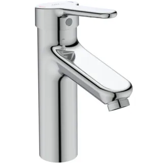 IDEAL STANDARD CERAPLUS - umyvadlová baterie 48x172x208 mm, svislá vzdálenost od středu výpusti 123 mm, chrom, 8,4 l/min (3 bar), s výsuvným odpadem - EasyFix, technologie Click, EPD, FirmaFlow, odolná proti vandalismu, povrch SmartShine #BC099AA - chrom