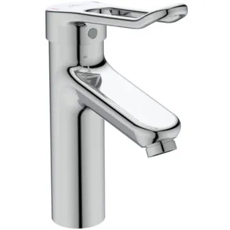 IDEAL STANDARD CERAPLUS - umyvadlová baterie 48x166x226 mm, svislá vzdálenost od středu výpusti 123 mm, chrom, 8,4 l/min (3 bary), bez výsuvného odpadu - EasyFix, technologie Click, FirmaFlow, odolná proti vandalismu, povrch SmartShine #BC104AA - chrom