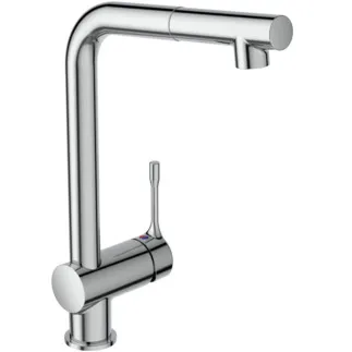 IDEAL STANDARD CERALOOK - Kuchyňská baterie 119x264x361 mm, svislá vzdálenost ke středu výtoku 207 mm, chrom, 6 l/min (3 bary) - EasyFix, technologie Click, EPD, FirmaFlow, vytahovací ruční sprcha, povrch SmartShine #BC177AA - chrom