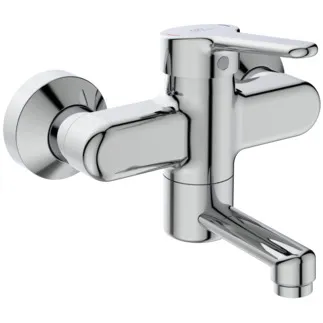IDEAL STANDARD CERAPLUS - Nástěnná umyvadlová baterie 180x163 mm, svislá vzdálenost od středu výpusti 100 mm, chrom, 5 l/min (3 bar), bez výsuvného odpadu - technologie Click, omezovač průtoku, EPD, FirmaFlow, povrch SmartShine #BC114AA - chrom