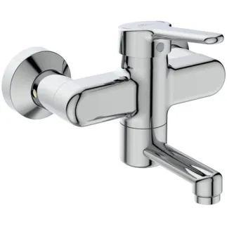 IDEAL STANDARD CERAPLUS - Nástěnná umyvadlová baterie 216x163 mm, svislá vzdálenost od středu výpusti 110 mm, chrom, 5 l/min (3 bar), bez výsuvného odpadu - technologie Click, omezovač průtoku, EPD, FirmaFlow, povrch SmartShine #BC110AA - chrom