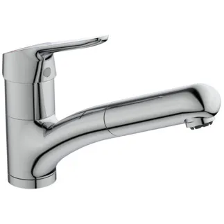IDEAL STANDARD CERAFLEX - Kuchyňská baterie 47x250x164 mm, svislá vzdálenost od středu výtoku 211 mm, chrom, 6 l/min (3 bary) - perlátor, BlueStart, technologie Click, EPD, FirmaFlow, výsuvná ruční sprcha, povrch SmartShine #BC144AA - chrom