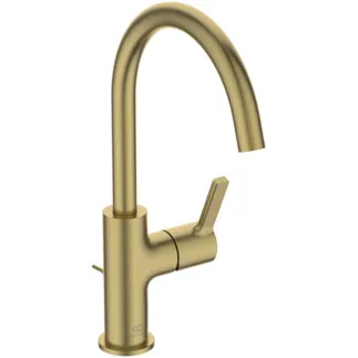 IDEAL STANDARD JOY - Umyvadlová baterie 100x230x311 mm, svislá vzdálenost od středu výpusti 169 mm, broušené zlato, 5 l/min (3 bar), s výsuvným odpadem - EasyFix, perlátor, skrytý perlátor, omezovač průtoku, EPD, FirmaFlow, PVD technologie #BC777A2 - Brushed Gold