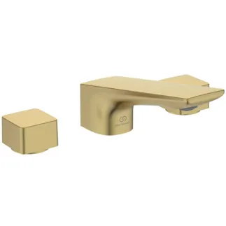 IDEAL STANDARD CONCA - Dvouručková umyvadlová baterie 202x83 mm, svislá vzdálenost od středu výpusti 133 mm, broušené zlato, 5 l/min (3 bar), s výsuvným odpadem - EasyFix, perlátor, omezovač průtoku, PVD technologie #BC759A2 - Brushed Gold