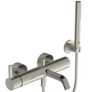 IDEAL STANDARD JOY - Vanová sprchová baterie 306x224 mm, svislá vzdálenost ke středové výpusti 207 mm, stříbrná bouře, 20,0 l/min (3 bary) - perlátor, skrytý perlátor, click technologie, EPD, FirmaFlow, PVD technologie #BC787GN - nerezová ocel
