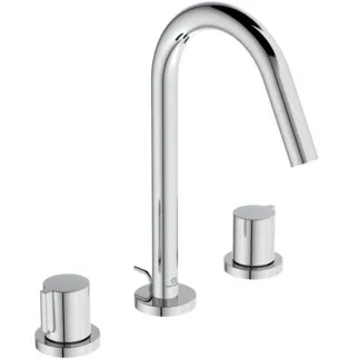 IDEAL STANDARD JOY - Dvouručková umyvadlová baterie 218x180x248 mm, svislá vzdálenost od středu výpusti 127 mm, chrom, 5 l/min (3 bary), s výsuvným odpadem - perlátorem, skrytý perlátor, omezovač průtoku, povrch SmartShine #BC783AA - chrom