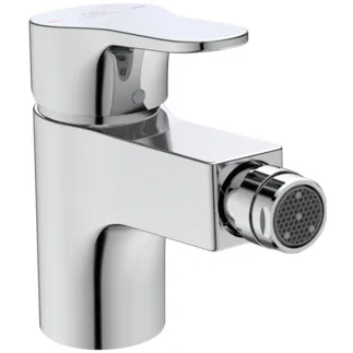 IDEAL STANDARD CERABASE - Bidetová baterie 47x148x127 mm, svislá vzdálenost od středu výtoku 114 mm, chrom, 3,8 l/min (3 bary), s výsuvným odpadem - EasyFix, perlátor, nastavitelná výtoková trubice, technologie Click, FirmaFlow, povrch SmartShine #BC840AA - chrom