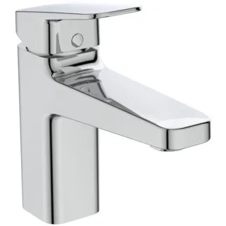 IDEAL STANDARD CERAPLAN - Umyvadlová baterie 47x184x162 mm, svislá vzdálenost od středu výpusti 124 mm, chrom, 5 l/min (3 bar), s výsuvným odpadem - EasyFix, nastavitelná výtoková trubice, BlueStart, technologie Click, omezovač průtoku, EPD, FirmaFlow, povrch SmartShine, certifikát NF #BD228AA - chrom