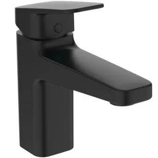 IDEAL STANDARD CERAPLAN - Umyvadlová baterie 47x184x162 mm, svislá vzdálenost od středu výpusti 124 mm, černá, 5 l/min (3 bar), s výsuvným odpadem - EasyFix, BlueStart, technologie Click, omezovač průtoku, FirmaFlow, certifikát NF #BD228XG - Silk Black
