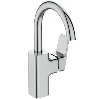 IDEAL STANDARD CERAPLAN - Umyvadlová baterie 112x179x280 mm, svislá vzdálenost od středu výpusti 145 mm, chrom, 5 l/min (3 bar), bez výsuvného odpadu - EasyFix, skrytý perlátor, technologie click, omezovač průtoku, EPD, FirmaFlow, povrch SmartShine, certifikát NF #BD234AA - chrom
