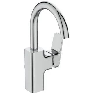 IDEAL STANDARD CERAPLAN - Umyvadlová baterie 112x179x280 mm, svislá vzdálenost od středu výpusti 145 mm, chrom, 5 l/min (3 bary), s výsuvným odpadem - EasyFix, skrytý perlátor, technologie click, omezovač průtoku, EPD, FirmaFlow, povrch SmartShine, certifikát NF #BD235AA - chrom