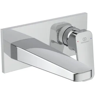 IDEAL STANDARD CERAPLAN - Nástěnná umyvadlová baterie 193x115,5 mm, svislá vzdálenost od středu výtoku 166 mm, chrom, nutná sada 1 (A1313), 3,8 l/min (3 bary), bez výsuvného výtoku - perlátor, WRAS, EPD, povrch SmartShine #BD244AA - chrom
