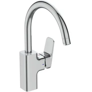 IDEAL STANDARD CERAPLAN - Kuchyňská baterie 112x234x312 mm, svislá vzdálenost od středu výtoku 200 mm, chrom, 12 l/min (3 bary) - EasyFix, BlueStart, technologie Click, EPD, FirmaFlow, povrch SmartShine, certifikováno NF #BD334AA - chrom