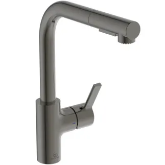IDEAL STANDARD GUSTO - Kuchyňská baterie 115x275x333 mm, svislá vzdálenost od středu výtoku 235 mm, magnetická šedá, 6,1 l/min (3 bar) - EasyFix+, variabilní režimy proudu, FirmaFlow, 2 režimy proudu, vytahovací ruční sprcha, PVD technologie #BD420A5 - magnetická šedá