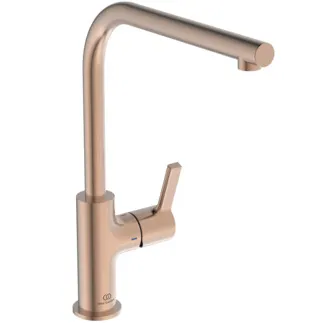 IDEAL STANDARD GUSTO - Kuchyňská baterie 105x291x327 mm, svislá vzdálenost od středu výtoku 232 mm, kartáčovaná měď, 8,7 l/min (3 bar) - EasyFix+, FirmaFlow, PVD technologie #BD418J4 - Sunset Rose