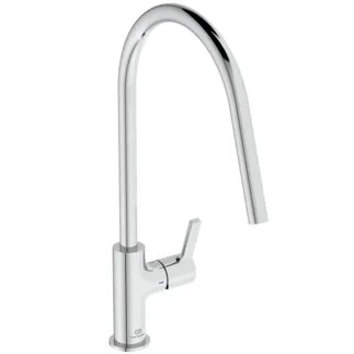 IDEAL STANDARD GUSTO - Kuchyňská baterie 105x287x422 mm, svislá vzdálenost od středu výtoku 238 mm, chrom, 9 l/min (3 bary) - EasyFix+, skrytý perlátor, FirmaFlow, povrch SmartShine #BD408AA - chrom