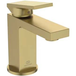 IDEAL STANDARD EXTRA - umyvadlová baterie 64x154x153 mm, svislá vzdálenost od středu výpusti 100 mm, broušené zlato, 5 l/min (3 bar), bez výsuvného odpadu - EasyFix, omezovač průtoku, FirmaFlow, PVD technologie #BD503A2 - Brushed Gold