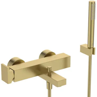 IDEAL STANDARD EXTRA - Vanová sprchová baterie 308x220x91 mm, svislá vzdálenost ke středové výpusti 188 mm, broušené zlato, 20,0 l/min (3 bary) - perlátor, technologie click, FirmaFlow, technologie PVD #BD514A2 - Brushed Gold