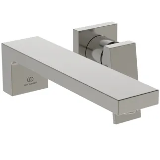IDEAL STANDARD EXTRA - Nástěnná umyvadlová baterie 167x299x107 mm, svislá vzdálenost od středu výtoku 210 mm, stříbrná bouře, nutná sada 1 (A1313), 5 l/min (3 bar), bez výsuvného odpadu - omezovač průtoku, FirmaFlow, PVD technologie #BD510GN - nerezová ocel