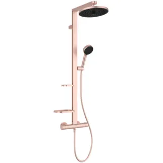IDEAL STANDARD CERATHERM ALU+ - Sprchový systém AP 356x501x1113 mm v růžové barvě, 12,0 l/min (3 bary) - Variabilní režimy proudu, funkce termostatu, úspora vody a energie, základní prvky z hliníku #BD583RO
