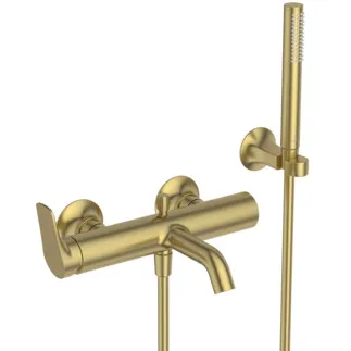 IDEAL STANDARD LDV - Vanová sprchová baterie 304x220x130 mm, svislá vzdálenost ke středové výpusti 202 mm, broušené zlato, 12,0 l/min (3 bary) - perlátor, skrytý perlátor, click technologie, FirmaFlow, PVD technologie #BD667A2 - Brushed Gold