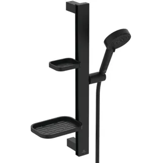 IDEAL STANDARD IDEALRAIN ALU+ - Sprchová kombinace se sprchovou lištou 349x157x600 mm v černé barvě, 8 l/min (3 bary) - Variabilní sprchové režimy, WRAS, omezovač průtoku, základní prvky z hliníku #BD586XG - Silk Black