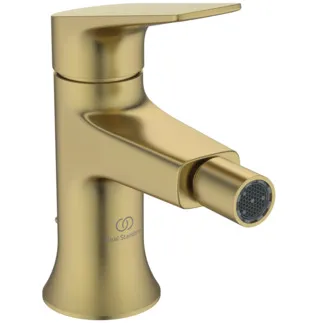 IDEAL STANDARD LDV - Bidetová baterie 52x142x172 mm, svislá vzdálenost od středu výpusti 105 mm, broušené zlato, 3,8 l/min (3 bary), s výsuvným odpadem - EasyFix, perlátor, nastavitelná výtoková trubice, PVD technologie #BD664A2 - Brushed Gold