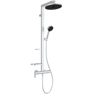 IDEAL STANDARD CERAFLOW ALU+ - Sprchový systém AP 356x501x1113 mm ve stříbrné barvě, 12,0 l/min (3 bary) - Variabilní druhy proudu, technologie Click, FirmaFlow, hliníkové jádro. #BD584SI