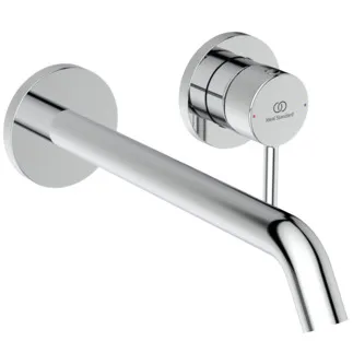 IDEAL STANDARD CERALINE NUOVO - Nástěnná umyvadlová baterie 175x229x102,5 mm, svislá vzdálenost od středu výpusti 220 mm, chrom, nutná sada 1 (A1313), bez výsuvného odpadu - skrytý perlátor, FirmaFlow, odolná proti vandalismu, povrch SmartShine #BD848AA - chrom
